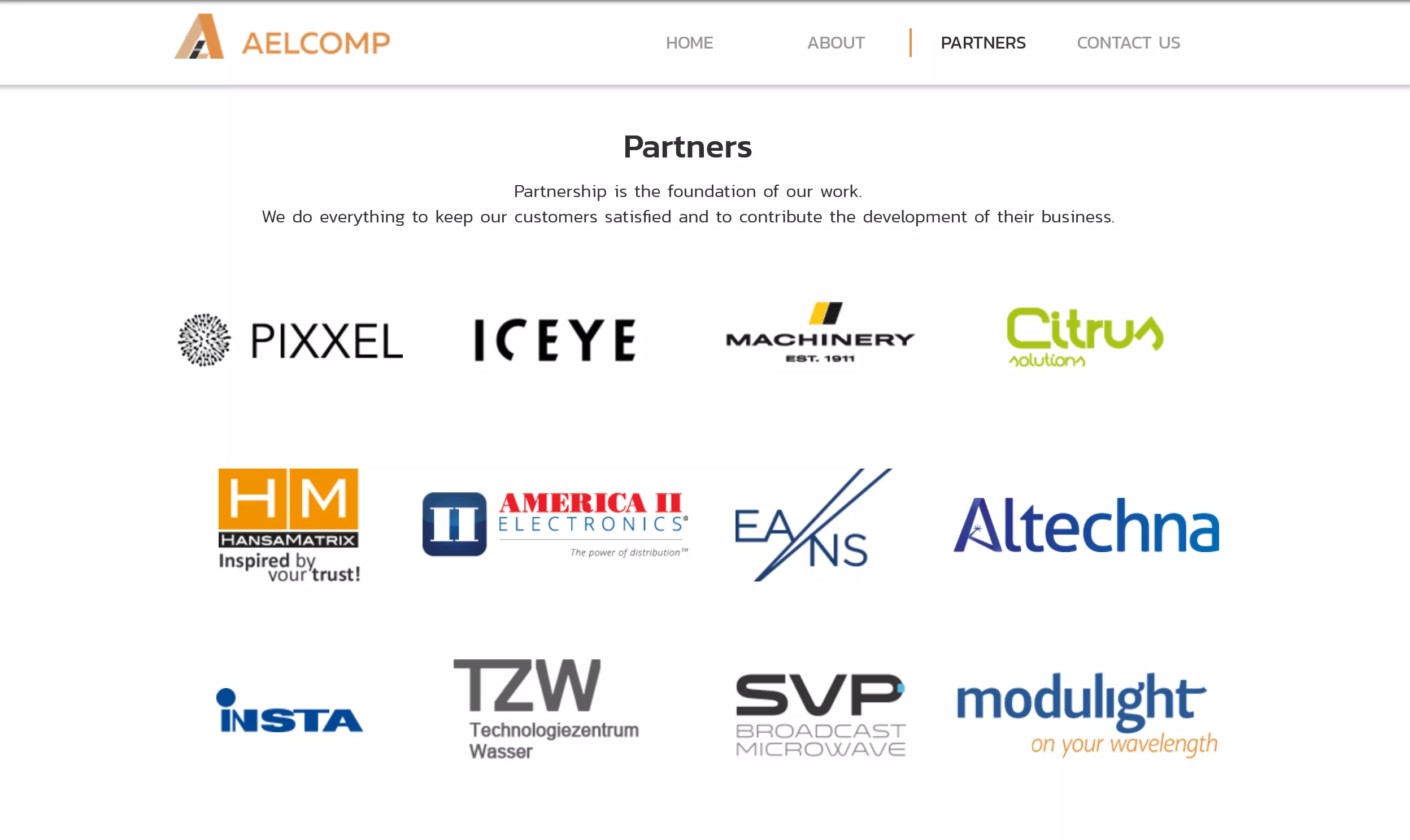 Aelcomp esitteli yhteistyökumppaneitaan nettisivuillaan vuonna 2021.