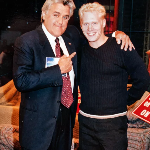 Jarkko Tamminen ja Jay Leno New Yorkissa vuonna 2001.