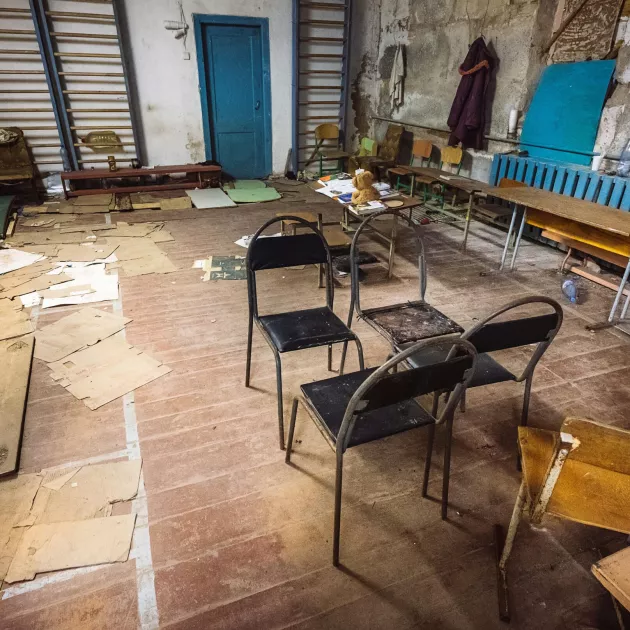 Pohjois-Ukrainassa Yahidnen kylässä venäläiset pakottivat kyläläiset koulun kellariin.