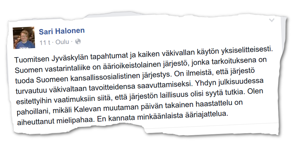 Oulun kaupunginvaltuutettu Sari Halonen yrittää minimoida vahinkoja.