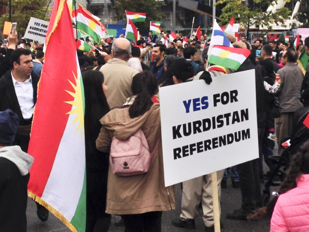 Kansanäänestystä Irakin Kurdistanin itsenäistymiseksi juhlittiin myös Helsingissä 22.9.2017. 