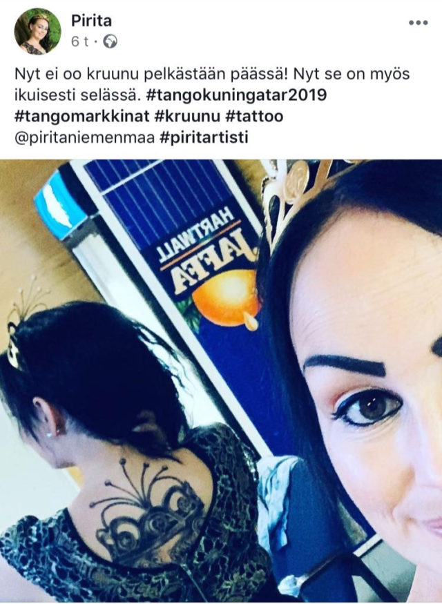Pirita Niemenmaa kertoi näyttävästä tatuoinnistaan sosiaalisessa mediassa.