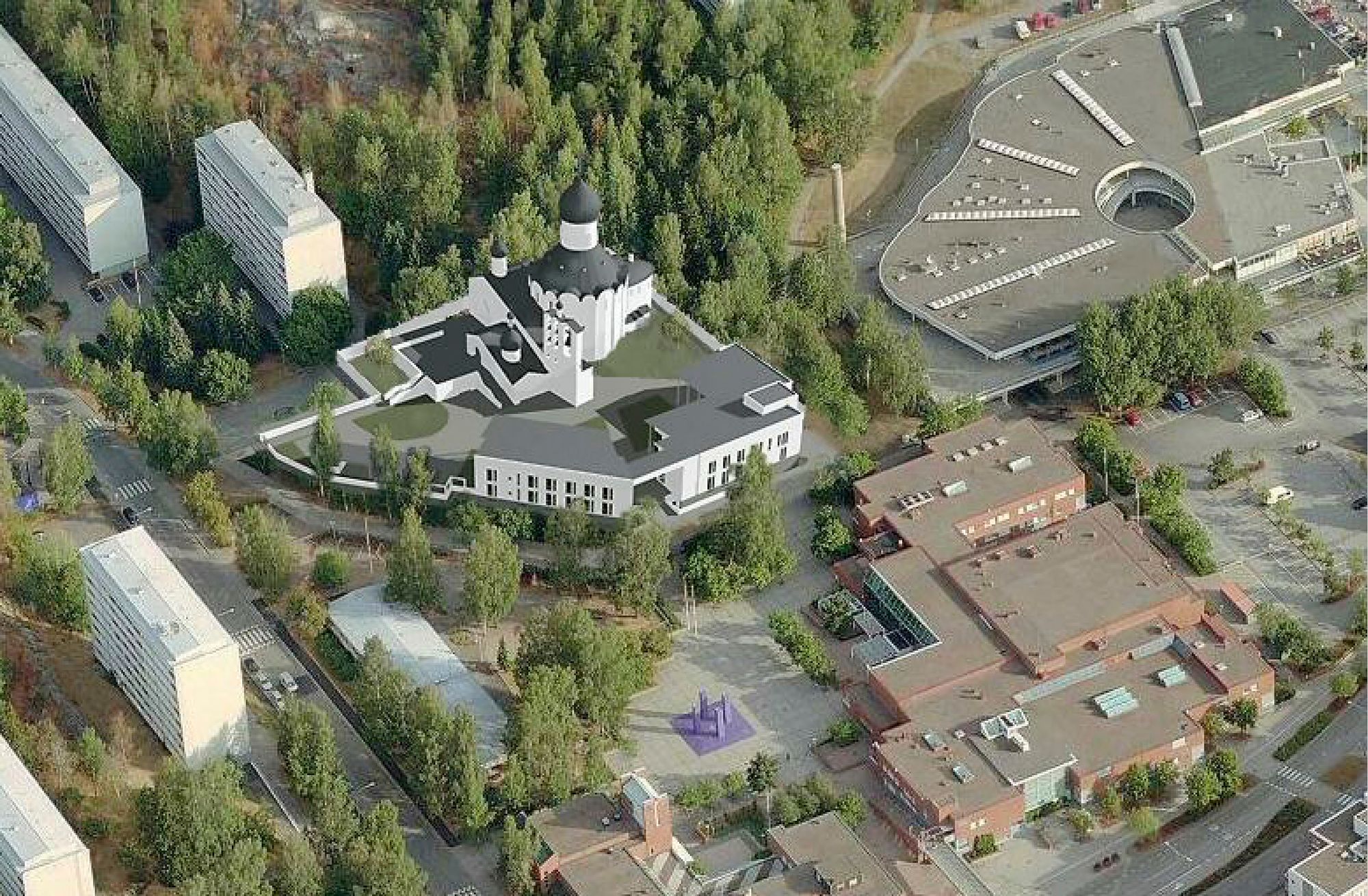 Kirkkorakennuksen suunnitteli venäläinen arkkitehti. © Arkkitehtitoimisto Markku Aalto